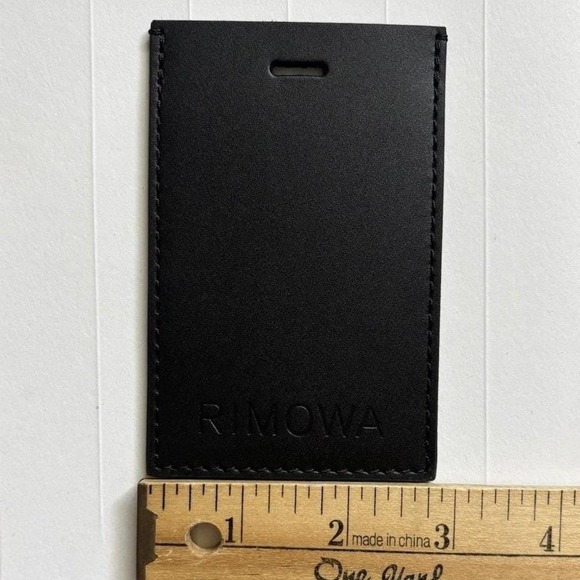 Rimowa 100% Leather Travel Luggae Address Tag & Sticker Decal Black Silver Italy - Picture 6 of 9